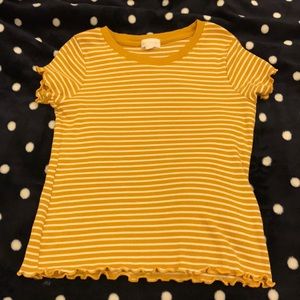 Yellow and white striped shirt kids girls size (M)